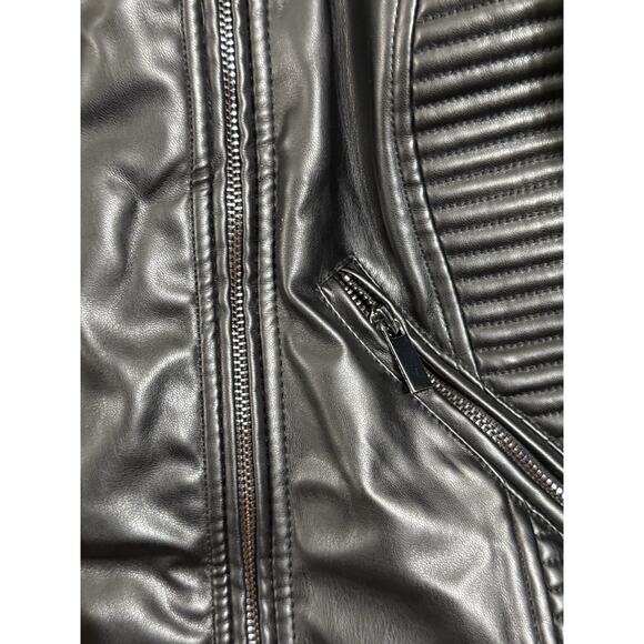 The Limited Motorcycle Jacket Black Faux Leather Lined Full Zip Moto Large L - Picture 3 of 5